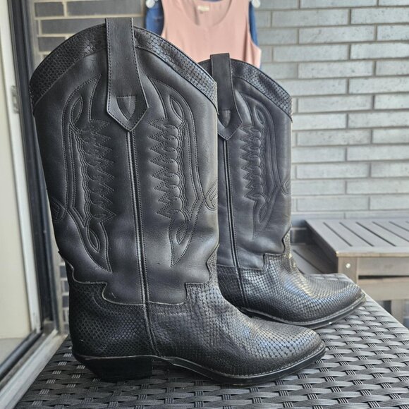 Seychelles Vintage Women's Black Leather Western Cowboy Cowgirl Boots Size 7 - Picture 13 of 13